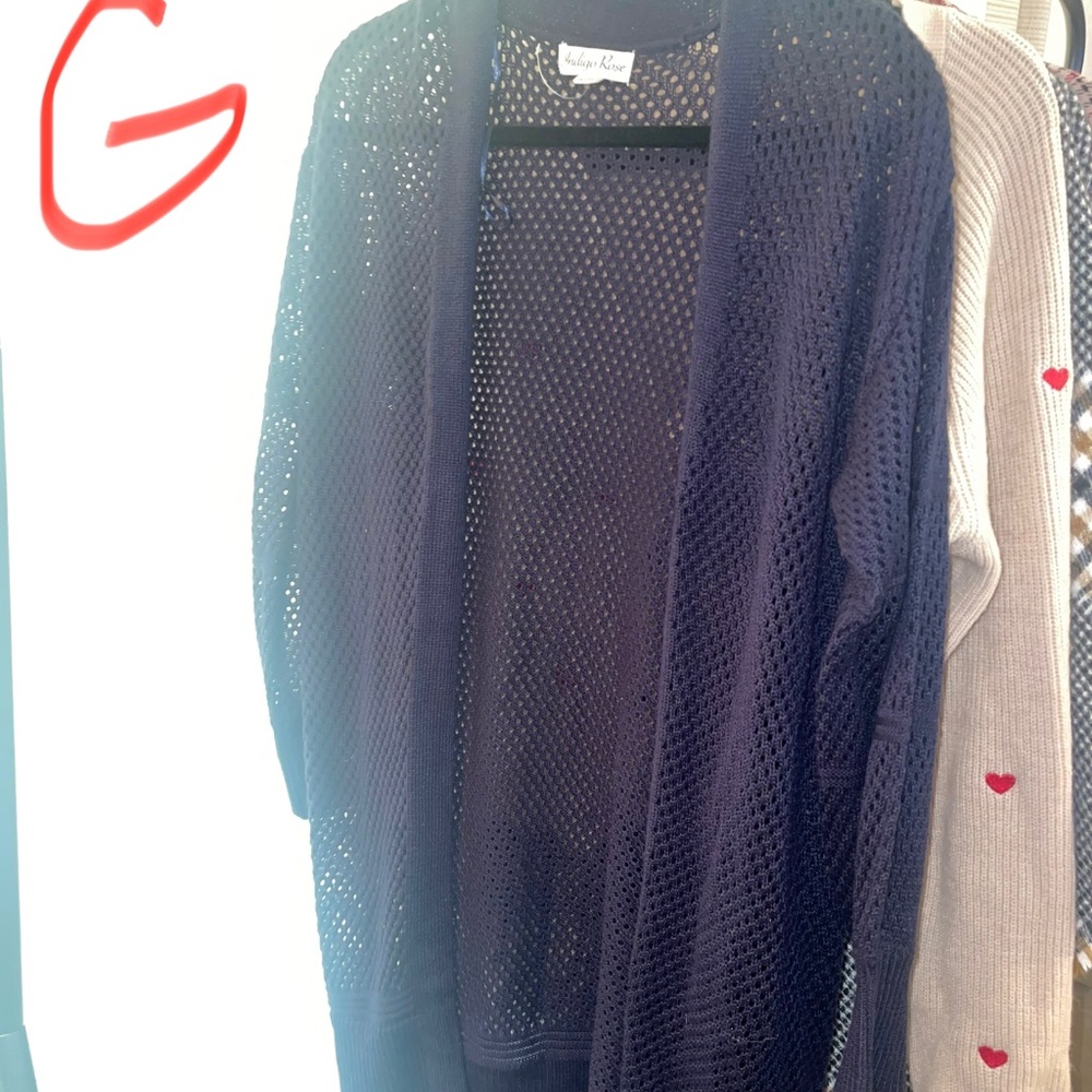 Navy blue women’s knit cardigan
